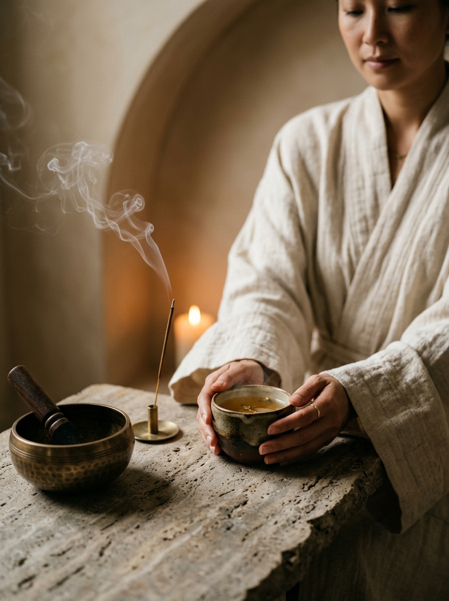 Nghi thức thưởng trà sen tuyết và chuông xoay Tây Tạng tại Dain Life